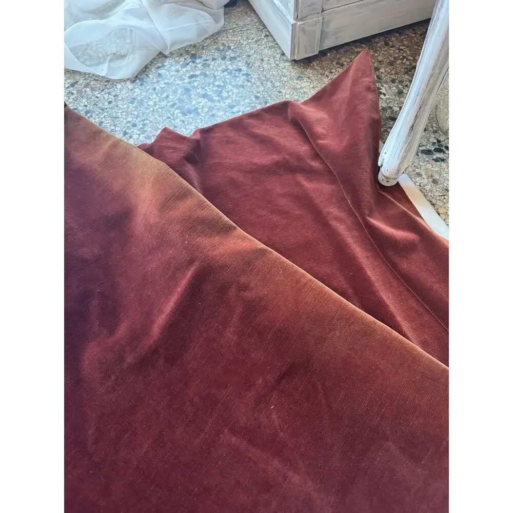 Restoration Hardware (2) Velvet Curtain Panels Red 49 By 80 Pocket DBL Blackout